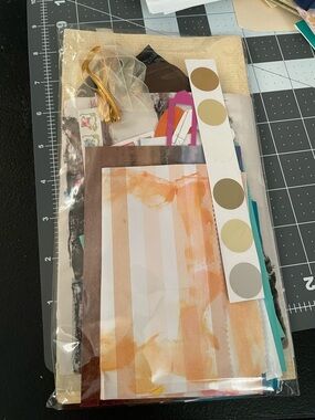 Hand Crafted Mixed Media Craft Kit in Beige, Brown, Orange, Gold, White